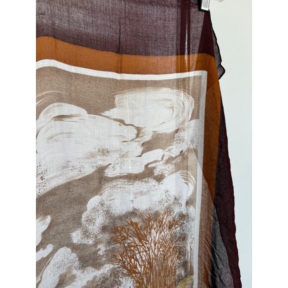 Vintage Silky Preppy Duck Horse Equestrian Scarf Academia Old Money Deep Brown - Picture 5 of 6